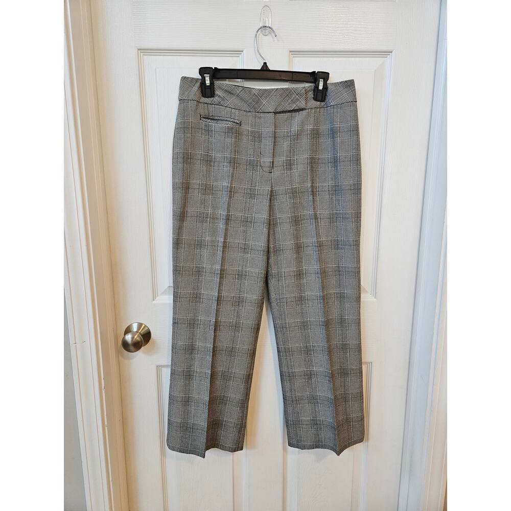 Tribal Womens Size 10 Black White Plaid Cropped Ankle Career Dress Pants